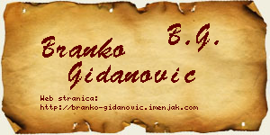 Branko Gidanović vizit kartica